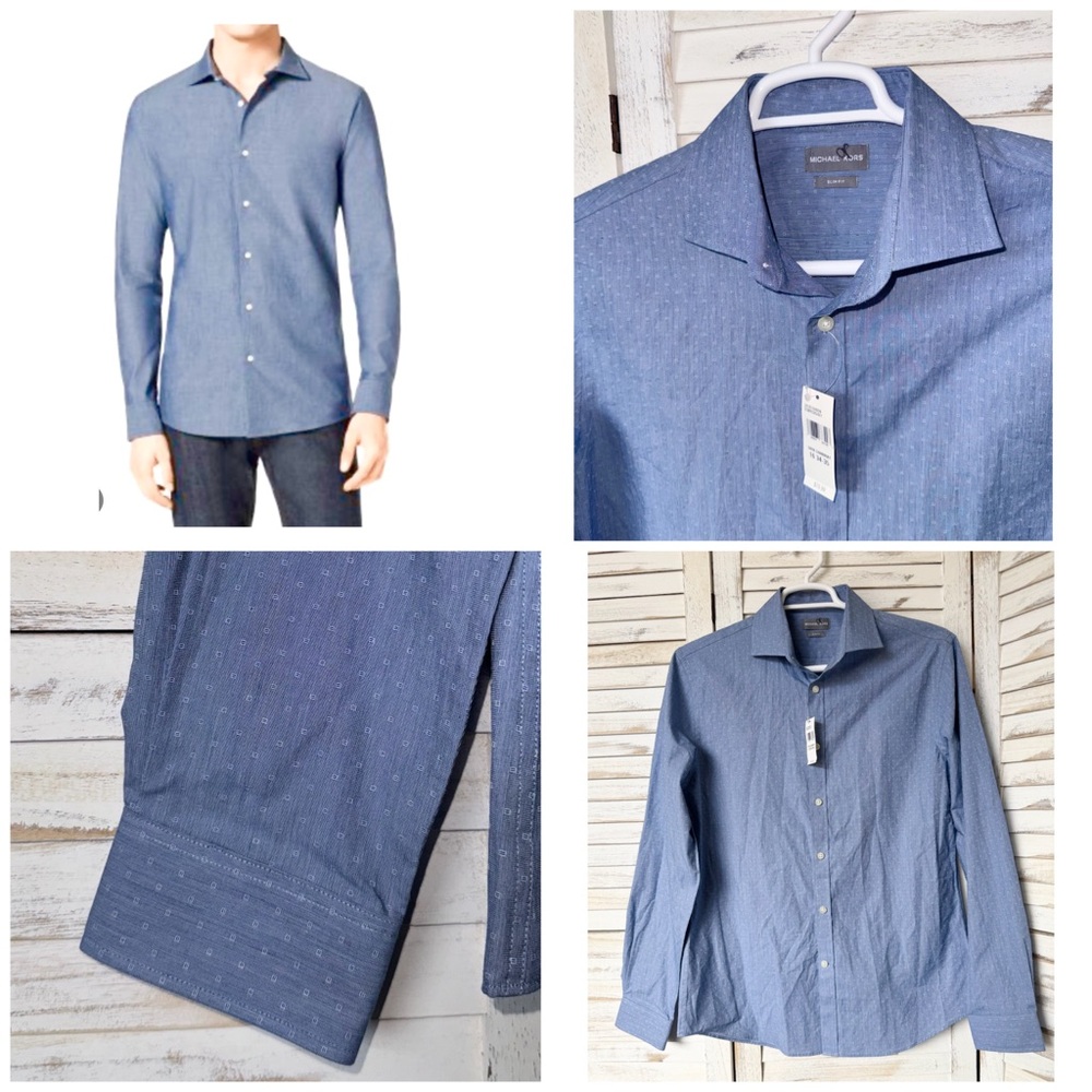 NWT- Michael Kors Blue Dress Shirt Classic Fit